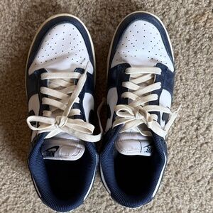 Nike Dunks White and Metallic  Navy Shoes women's 9